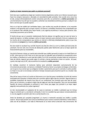 ¿Cuál Es El Mejor Momento Para Pedir Un Préstamo Personal