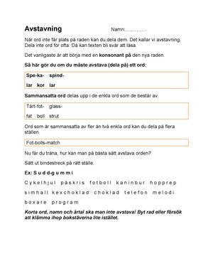 Avstavning Sammansatta Ord