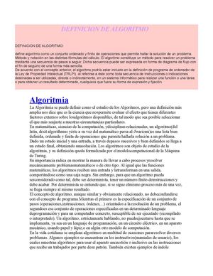 Definicion De Algoritmo