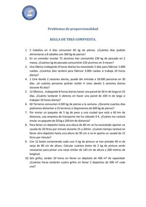 Problemas De Proporcionalidad Compuesta
