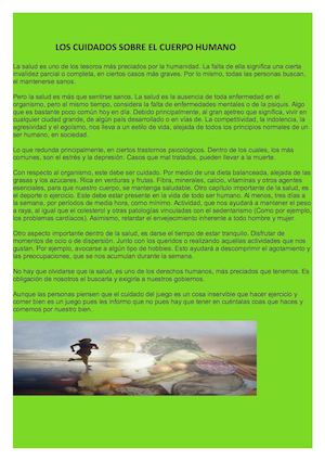 Los Cuidados Sobre El Cuerpo Humano