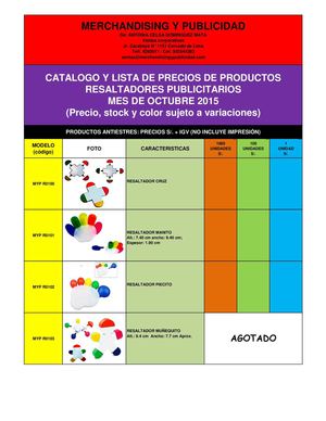 CATALOGO RESALTADORES OCTUBRE 2015