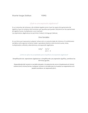 Foro Que Es Expresion Algebraica