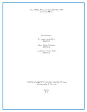 Proyecto De Investigacion Maltrato Intrafamiliar