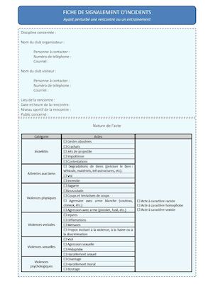 Fiche De Signalement D'incidents