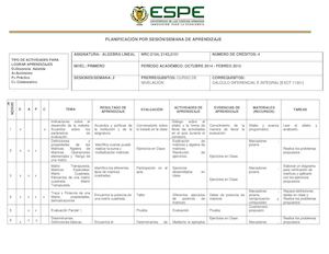 Planificación Por Sesión ÁLgebra Lineal