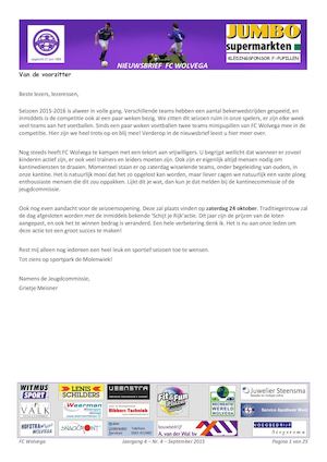 Fc Wolvega Nieuwsbrief 4.4 September 2015