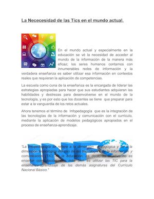 La Necesidad De Las Tic En El Mundo Actual