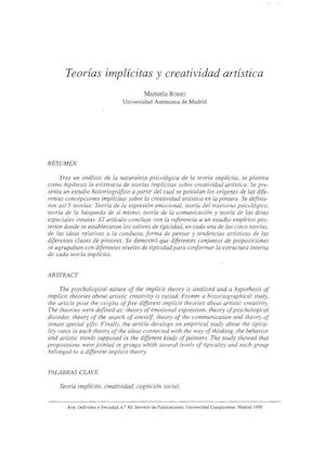 Teorias Implicitas Y Creatividad Artistica