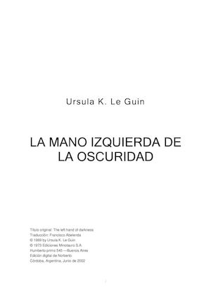 La Mano Izquierda De La Oscuridad Ursula Le Guin