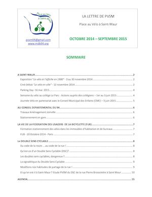 Lettre d'information Pvsm 2014 2015