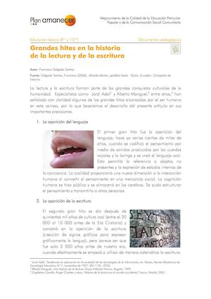 Grandes Hitos en la Historia Lectura Y Escritura