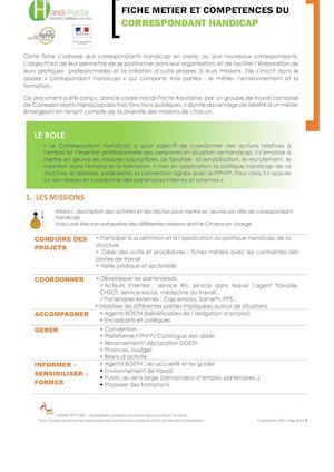 Fiche "Compétences et métiers" d'un correspondant handicap