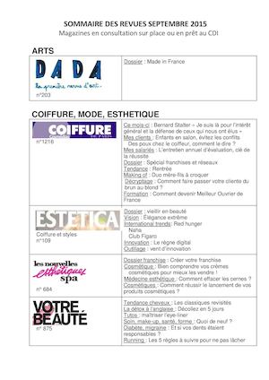 Sommaire Septembre 2015
