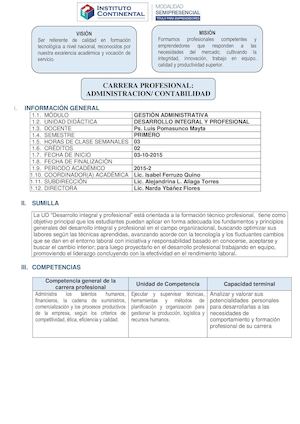 Syllabus Adm 2015 Desarrollo Integral Profesional
