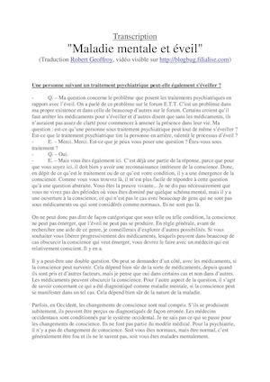 Maladie Mentale et Eveil - Eckhart Tolle