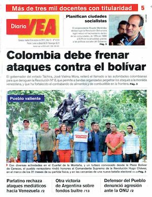 Diario Vea, año 11, Nº 4.314 del martes 6  de octubre de 2015