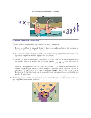 Ecuaciones Y Funciones Lineales