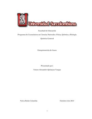 Estequiometria De Gases