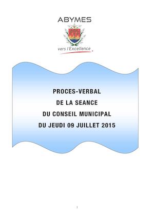 Procès verbal du conseil municipal du 9 juillet 2015