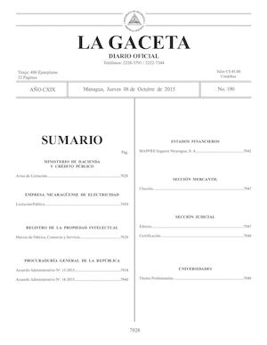 Gaceta No 190 Jueves 08 De Octubre De 2015
