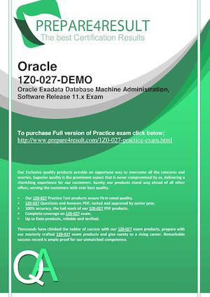 1z0-027 Oracle Exadata X3 and X4 Administration Exam