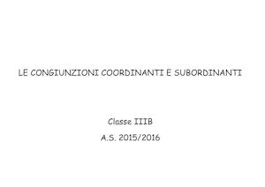 Le congiunzioni coordinanti e subordinanti