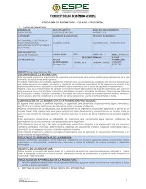 Silabo Algebra Lineal