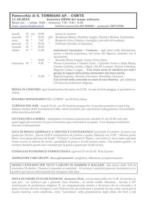 Foglietto Parrocchiale Del 11 10 15