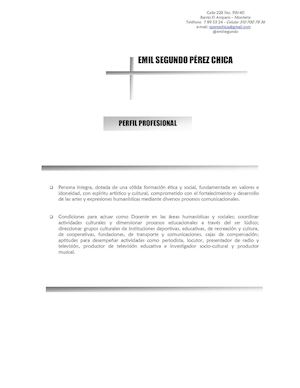 Hoja De Vida Actualizada Emil Segundo Pérez Chica