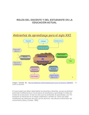 Roles Del Docente Y Del Estudiante En La Educación Actual