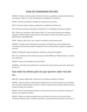 Lista De Comandos Ms Dos