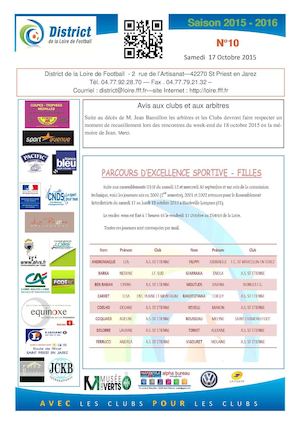 Bulletin d'information N°10 Du Samedi 17 Octobre 2015