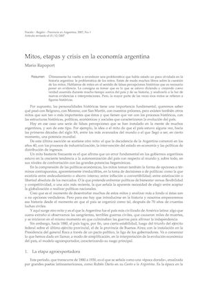 Mitos Etapas Y Crisis En La Economi A Argentina