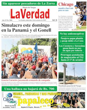 La Guaira, miercoles 14 de octubre de 2015 Año 19 Nº 5800