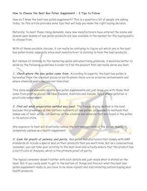How To Choose The Best Bee Pollen Supplement (English)