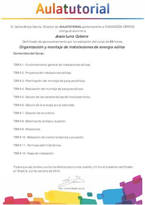Jesús Luna Cubero Organización Y Montaje De Instalaciones De Energía Eólica