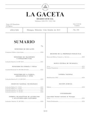 Gaceta No 194 Miercoles 14 De Octubre De 2015