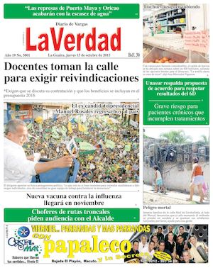 La Guaira, jueves 15 de octubre de 2015 Año 19 Nº 5801