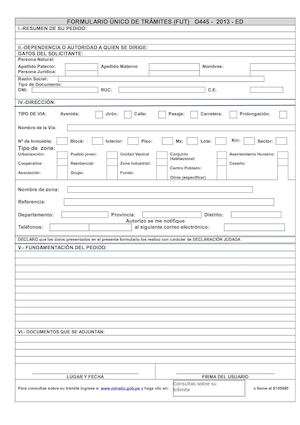 Formulario ÚNico De Trámites 2013