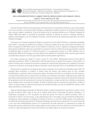 Umbral Economico del Perejil y Picudo de la Zanahoria