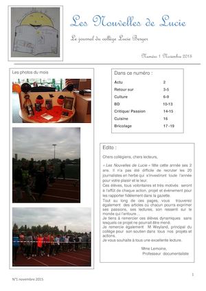 Les Nouvelles De Lucie 1 2015 2016