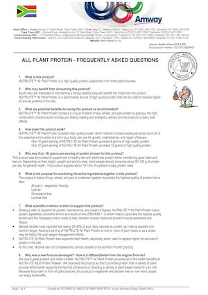 Amway Protein's FAQ (English)