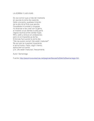 La Zorra Y Las Uvas