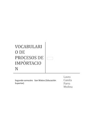 Vocabulario De Procesos De Impòrtacion
