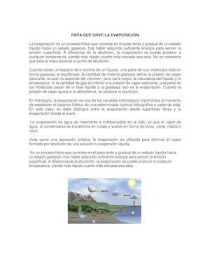 Para Qué Sirve La Evaporación