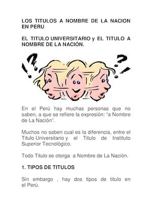 Los Titulos A Nombre De La Nacion En Peru