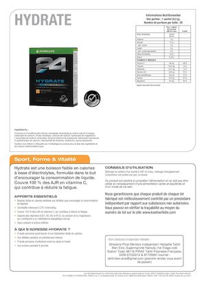 Fiches Produits Hydrate Herbalife Tahiti