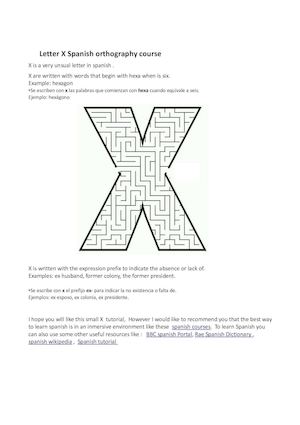 Letter X Spanish Orthography Course