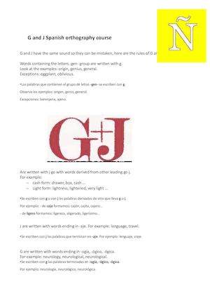 Letters G And J Spanish Orthography Course